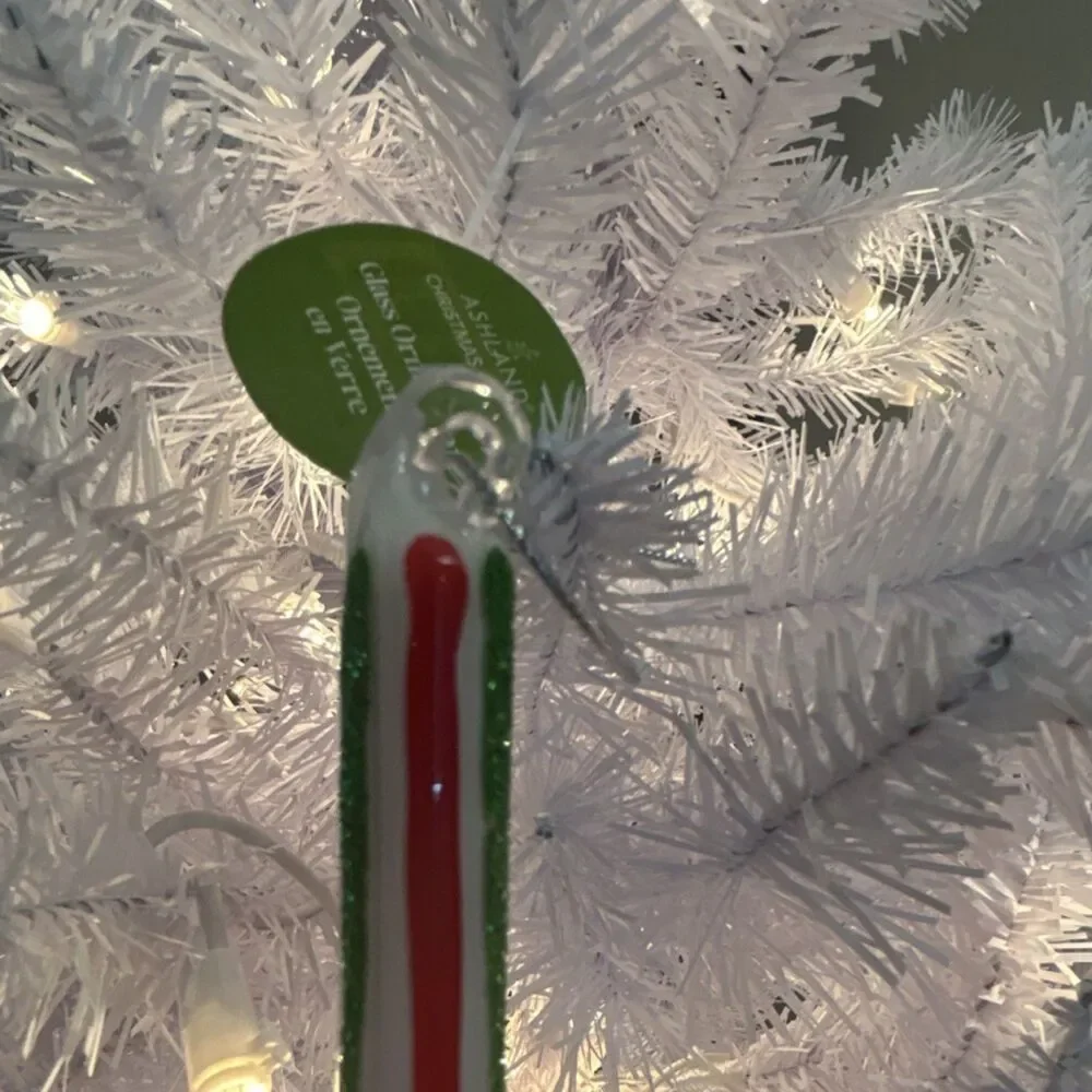 Ashland Glass Finial Ornament Red Green White Christmas Geometric Hanging 8
